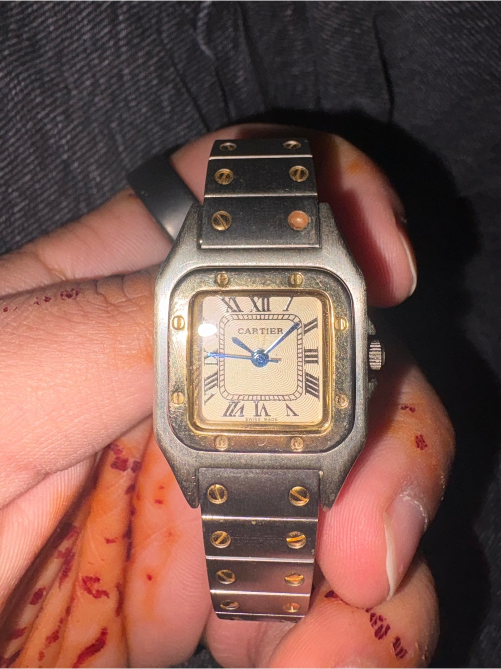 Cartier Two-Tone Black and Gold Roman Dial Watch